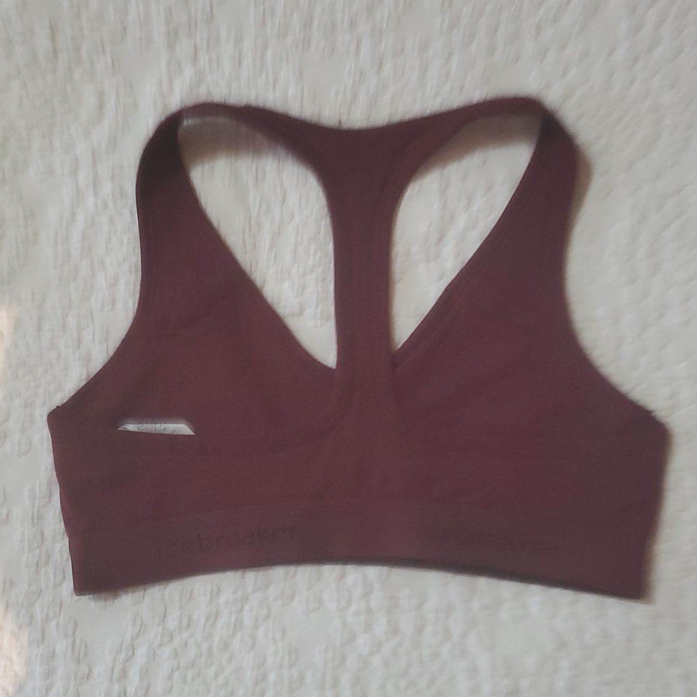 ICEBREAKER SPRITE WOOL BLEND RACERBACK SPORTS BRA / REDWOOD/ SIZES:SMALL/ MEDIUM - Picture 4 of 4